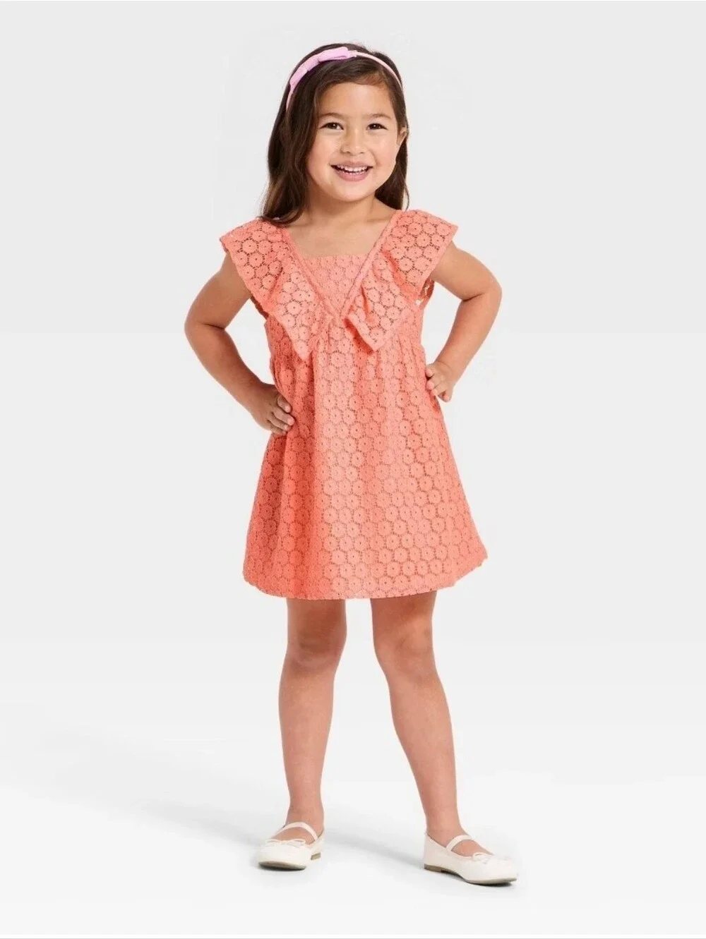 NWT Cat & Jack Toddler Girls' Pink Knitted Eyelet Dress